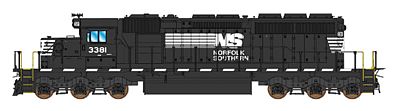 Intermountain Railway 69326 N Scale EMD SD40-2 - Standard DC -- Norfolk Southern (black, white, Dashed Frame Stripe)