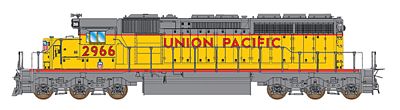 Intermountain Railway 69327 N Scale EMD SD40-2 - Standard DC -- Union Pacific (Armour Yellow, gray, red Frame Stripe, Nose Shield)