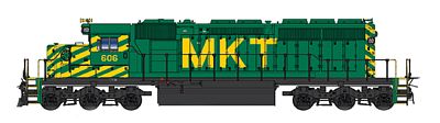 Intermountain Railway 69348 N Scale EMD SD40-2 - Standard DC -- Missouri-Kansas-Texas (green, yellow, Billboard MKT)
