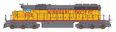 Intermountain Railway 69385 N Scale EMD SD40-2 - Standard DC -- Union Pacific (Armour Yellow, gray, red, Missouri Pacific Lettering)