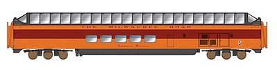 Intermountain Railway 7101 N Scale P-S Superdome Smooth-Side Full-Length Dome - Ready to Run -- Milwaukee Road (orange, maroon)