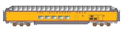 Intermountain Railway 7102 N Scale P-S Superdome Smooth-Side Full-Length Dome - Ready to Run -- Milwaukee Road (Armour Yellow, gray, red)