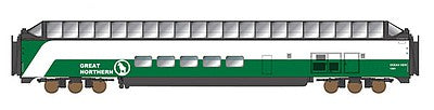 Intermountain Railway 7105 N Scale P-S Superdome Smooth-Side Full-Length Dome - Ready to Run -- Great Northern (BN Transition, Cascade Green, white, Wide Stripe)