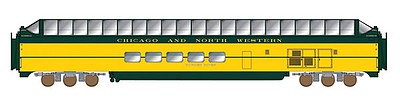 Intermountain Railway 7106 N Scale P-S Superdome Smooth-Side Full-Length Dome - Ready to Run -- Chicago & North Western #421 Powder River (yellow, green)