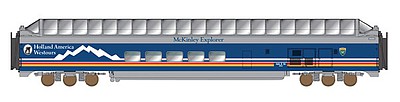 Intermountain Railway 7109 N Scale P-S Superdome Smooth-Side Full-Length Dome - Ready to Run -- Holland America Westours (blue, yellow, red)