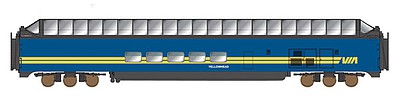 Intermountain Railway 7111 N Scale P-S Superdome Smooth-Side Full-Length Dome - Ready to Run -- Via Rail Canada (blue, yellow)