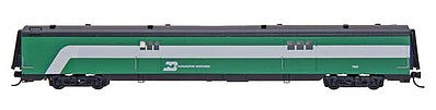 Intermountain Railway 7651 N Scale Centralia Car Shops Streamlined Smooth-Side Baggage Car - Ready to Run -- Burlington Northern (Hockey Stick, Cascade Green, white)