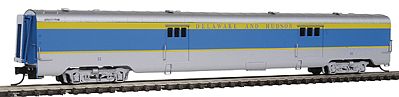 Intermountain Railway 7656 N Scale Centralia Car Shops Streamlined Smooth-Side Baggage Car - Ready to Run -- Delaware & Hudson (gray, blue, yellow)