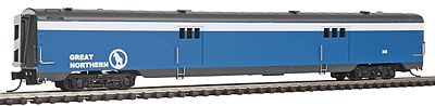 Intermountain Railway 7659 N Scale Centralia Car Shops Streamlined Smooth-Side Baggage Car - Ready to Run -- Great Northern (Big Sky Blue, white)