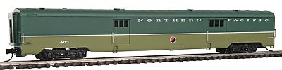 Intermountain Railway 7661 N Scale Centralia Car Shops Streamlined Smooth-Side Baggage Car - Ready to Run -- Northern Pacific (2-Tone Green)