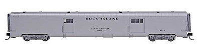 Intermountain Railway 7664 N Scale Centralia Car Shops Streamlined Smooth-Side Baggage Car - Ready to Run -- Rock Island (Silver)