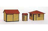 Intermountain Railway 84501 HO Scale Laser-Works Line Wood Kits - Santa Fe Lineside Set -- Single Yard Closet (Outhouse), Section Tool House, Signal Maintainer's House