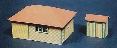 Intermountain Railway 84502 HO Scale Laser-Works Line Wood Kits - Santa Fe Lineside Set -- #2; Double Yard Closet, Signal Maintainer's House w/Motor Car Stall