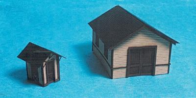 Intermountain Railway 84504 HO Scale Laser-Works Line Wood Kits - Pennsylvania Lineside Set -- Tool House (2-1/4 x 3") & 2 Watch Boxes (Crossing Shanties; 1/2 x 1")