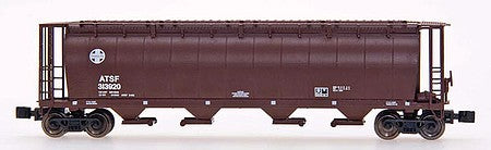 Intermountain Railway 85111 Z Scale 59' 4-Bay Cylindrical Covered Hopper - Trough Hatch Version - Ready to Run -- Santa Fe (Mineral Brown)