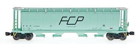 Intermountain Railway 85132 Z Scale 59' 4-Bay Cylindrical Covered Hopper - Trough Hatch Version - Ready to Run -- Ferrocarril del Pacifico FCP (light green, black, Large Logo)