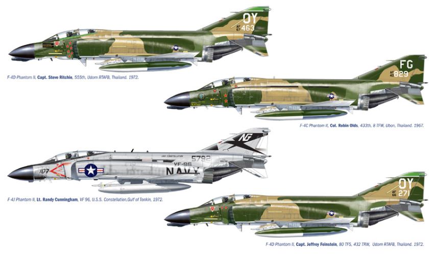 Italeri 1373 1/72 F4C/D/J Phantom II Aces USAF/USN Vietnam Fighter