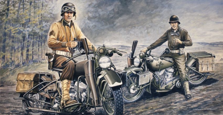 Italeri 322 1/35 WWII US Soldiers on Motorcycles (2) D-Day