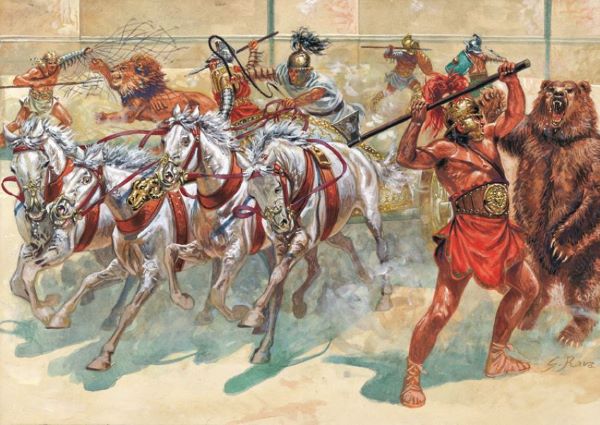 Italeri 6062 1/72 Gladiators (13, 4 Horses, Chariot, 2 Lions, Bear)