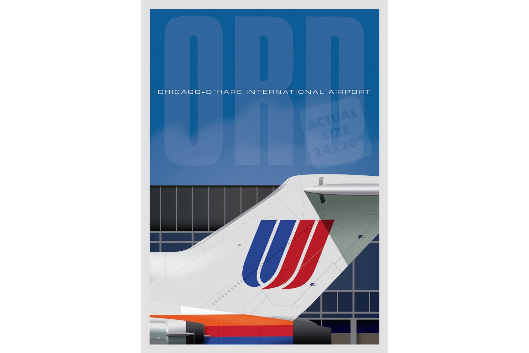 Jetage Aviation Art JA027 Ord Airport United Tail Poster 14 X 20
