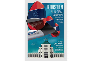 Jetage Aviation Art JA044 Houston Municipal Airport Poster 14 X20