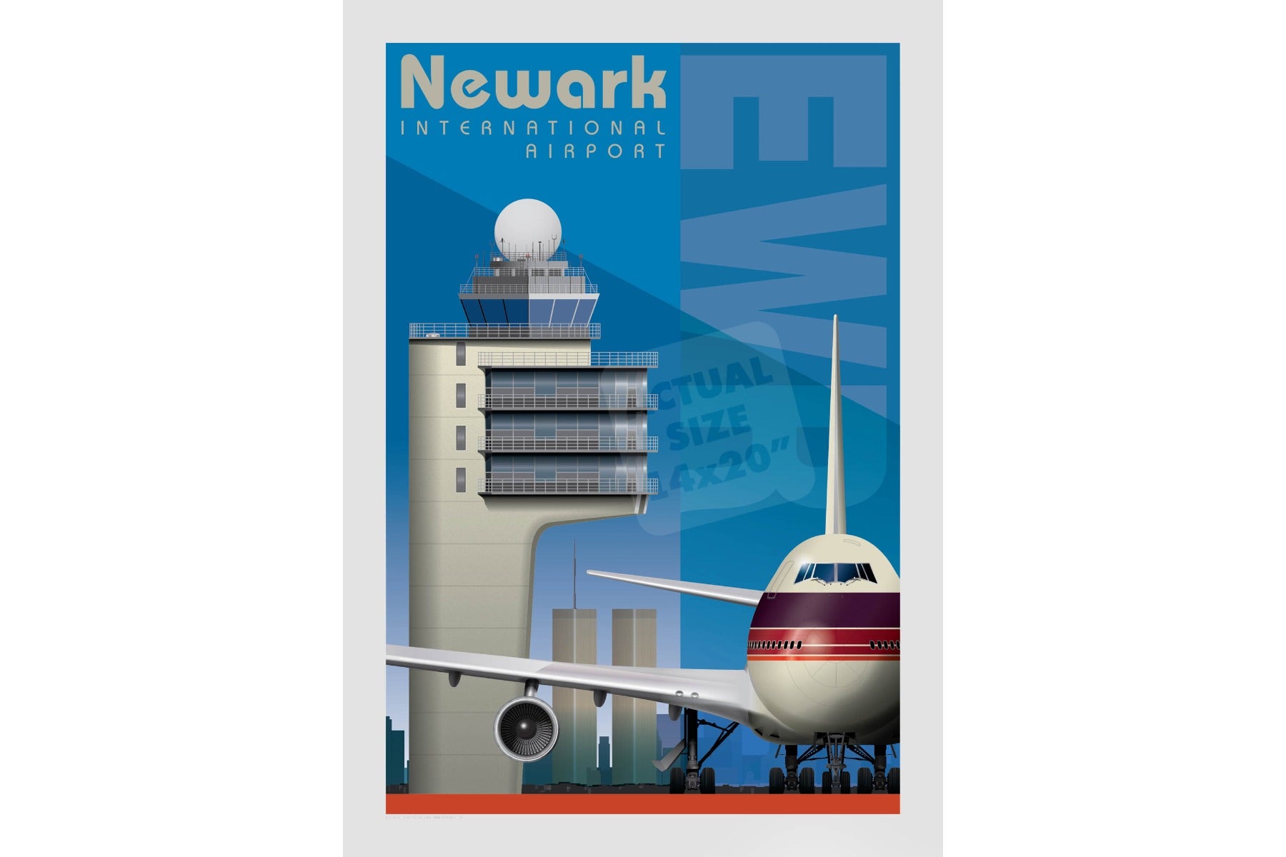 Jetage Aviation Art JA049 Ewr Newark Airport Poster 14 X 20