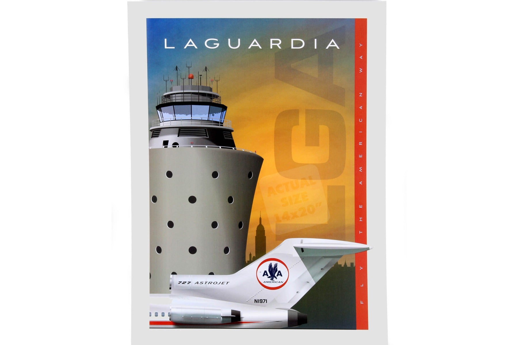Jetage Aviation Art JA050 Laguardia Poster American 727 14 X 20