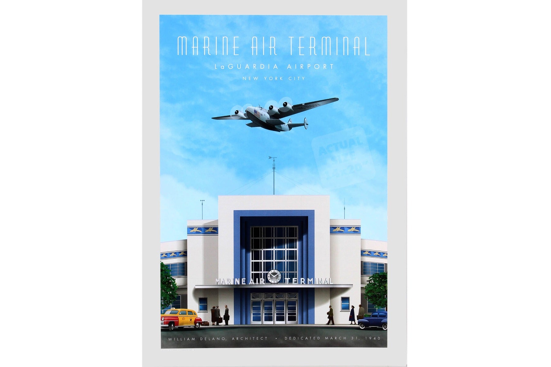 Jetage Aviation Art JA054 Laguardia Marine Air Terminal Poster 14 X 20