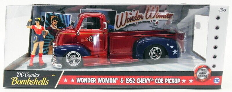 Jada 30453 1/24 DC Comics 1952 Chevy COE Pickup Truck w/Wonder Woman Figure