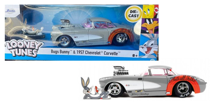 Jada 32390 1/24 Looney Tunes 1957 Chevrolet Corvette Car w/Bugs Bunny Figure