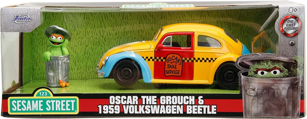 Jada 32801 1/24 Sesame Street 1959 VW Beetle w/Oscar Figure