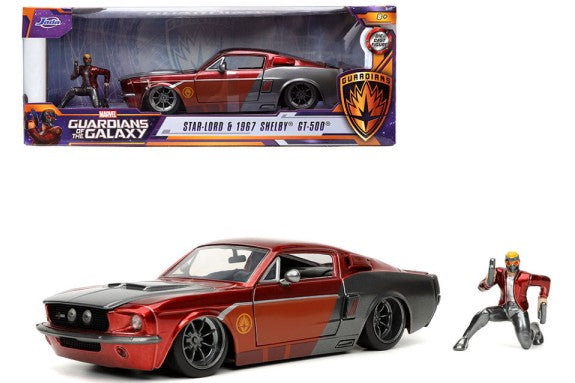 Jada 32915 1/24 Guardian of the Galaxy 1967 Mustang Shelby GT500 Car w/Star Lord (Quill) Figure