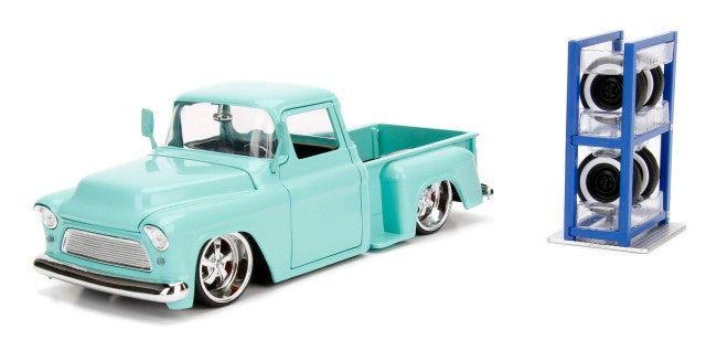 Jada 34024 1/24 1955 Chevy Stepside Pickup Truck w/Extra Tires & Rack
