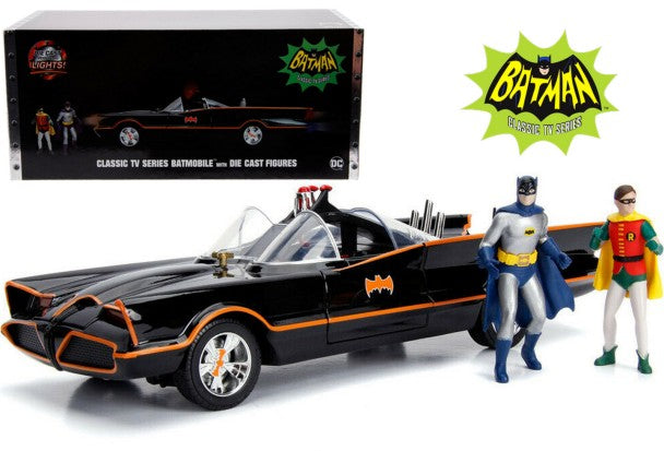 Jada 98625 1/18 Classic TV Series 1966 Batmobile Lighted w/Batman & Robin Figures