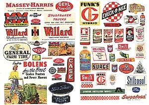 JL Innovative 183 HO Scale Feed & Seed Posters -- 1940s-1950s Farm Implement