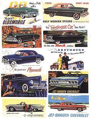 JL Innovative 203 N Scale Billboard Signs -- 1940s-1960s Automobile Signs