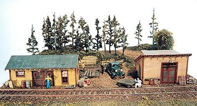 JL Innovative 231 HO Scale Trackside Jamboree - 2 Buildings -- Large: 3-3/4 x 1-1/2" 9.5 x 3.7cm; Small: 2-5/8 x 1-3/4" 6.4 x 3.2cm