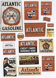 JL Innovative 236 HO Scale Vintage Gas Station Signs -- Atlantic 1930s-50s pkg(38)