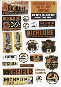 JL Innovative 238 HO Scale Vintage Gas Station Signs -- Richfield 1930-50s pkg(44)