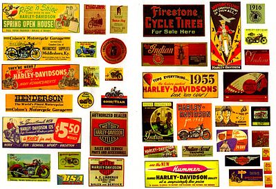 JL Innovative 245 HO Scale Vintage Motorcycle Signs II -- 1920s-1950s pkg(40)