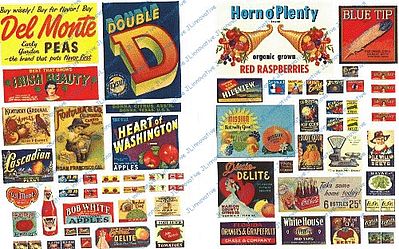 JL Innovative 246 HO Scale Vintage Fruit Crate & Fruit Stand Signs -- 1930s-1950s pkg(70)