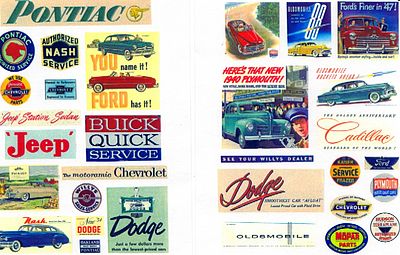 JL Innovative 247 HO Scale 1940s-1950s Vintage Auto Posters/Signs