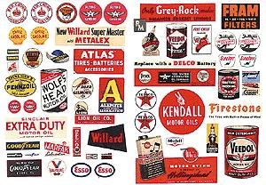 JL Innovative 284 HO Scale Gas Station Posters & Signs -- 1940s-1960s Series II