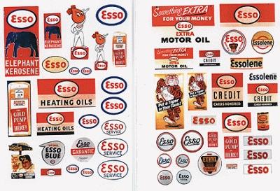 JL Innovative 293 HO Scale Vintage Gas Station Signs -- Esso 1940-50s pkg(52)