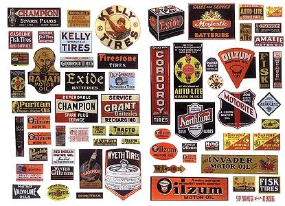 JL Innovative 373 HO Scale Signs -- Oil & Tire Signs for Gas Stations 1940s-50s pkg(67)
