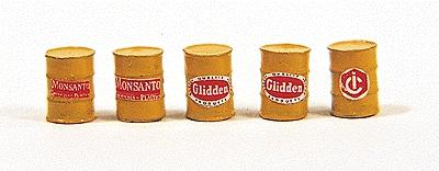 JL Innovative 413 HO Scale Industrial Barrels pkg(5) -- Yellow