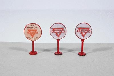 JL Innovative 469 HO Scale Vintage Gas Station Curb Signs -- Conoco pkg(3)