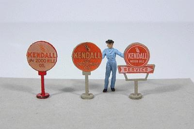 JL Innovative 474 HO Scale Vintage Gas Station Curb Signs -- Kendall pkg(3)