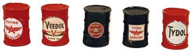 JL Innovative 565 HO Scale Custom Oil Barrel pkg(5) -- Flying "A" (Flat Red, black)
