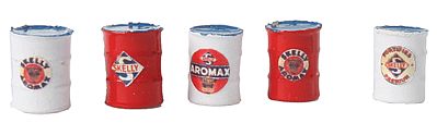 JL Innovative 576 HO Scale Custom Oil Barrels -- Skelly (white, blue) pkg(5)